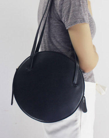 Genuine Leather round bag shoulder bag purse for women leather backpac